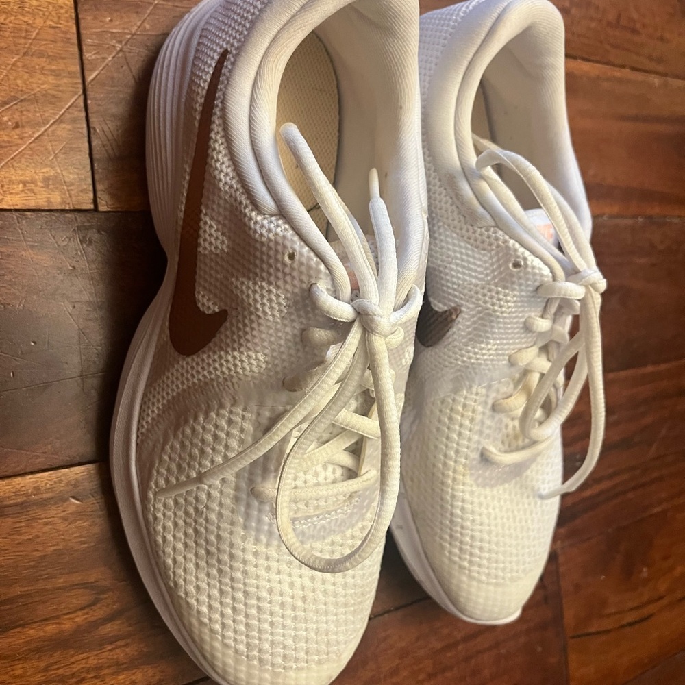 Nike Kids White and Brown Sneakers